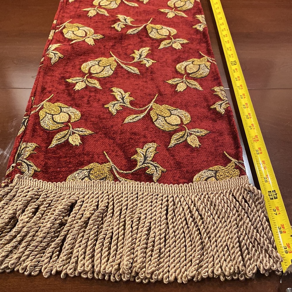 Table runner cranberry and gold colors 70” ( not including edge detail) - Picture 11 of 16